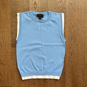 Zara Light Blue and White Knit Sleeveless Top